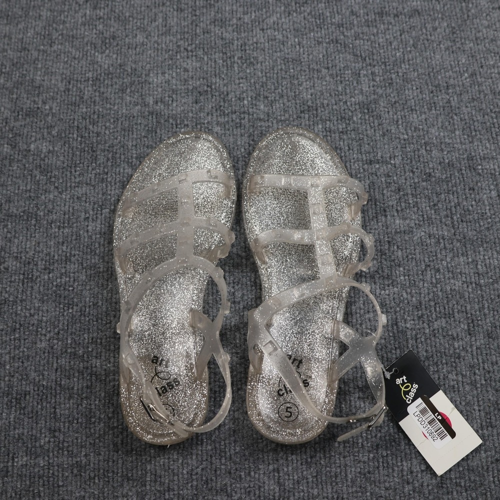 Art‎ Class Sandals Girls Size 5 Clear Silver Glitter Jelly Larkin Gladiator